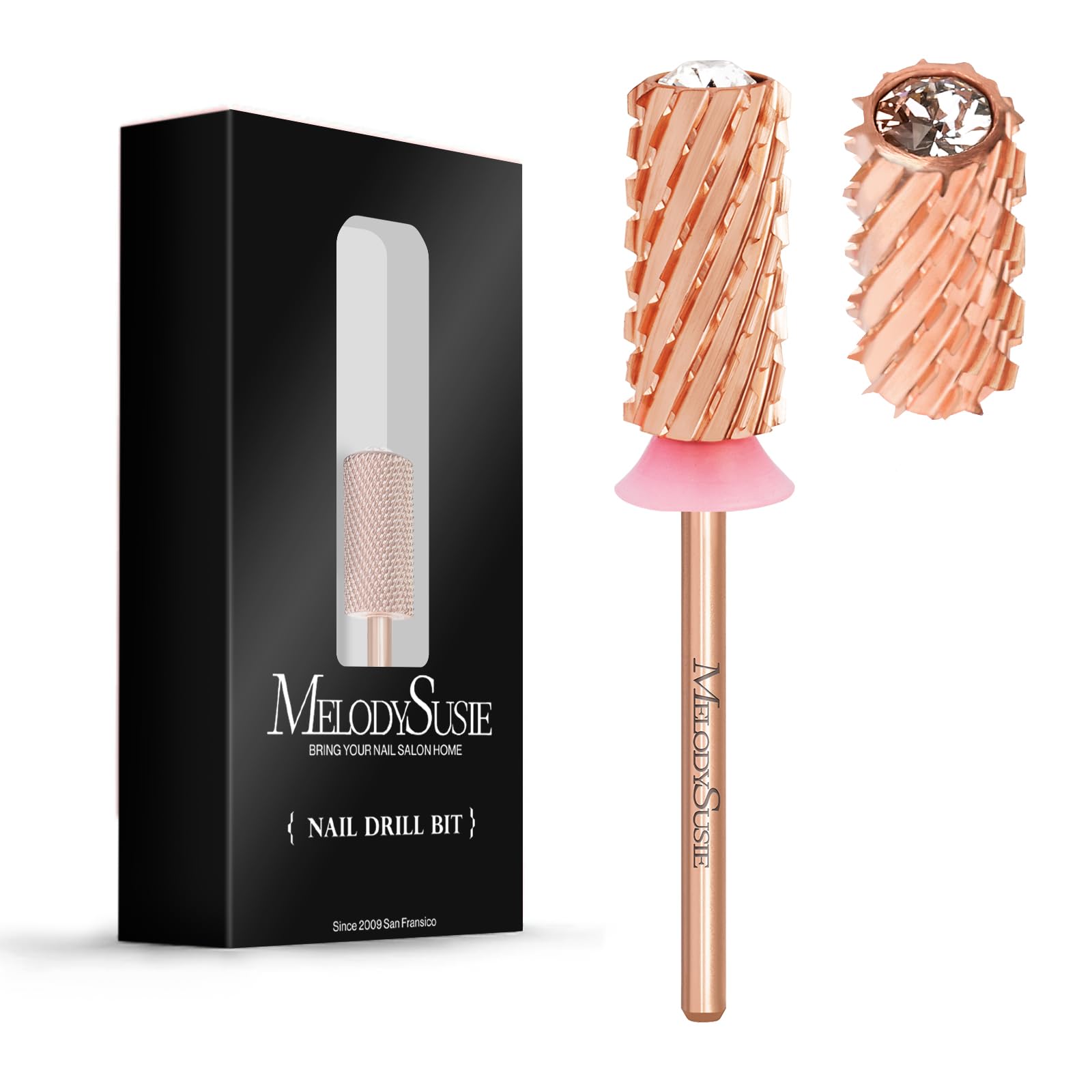 Crystal Top Large Barrel Carbide Nail Drill Bit (Rose-Gold) - 图片11