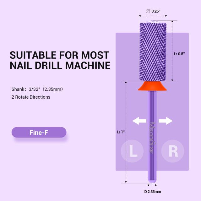 Crystal Top Pink Heart Shape Tungsten Carbide Nail Drill Bit