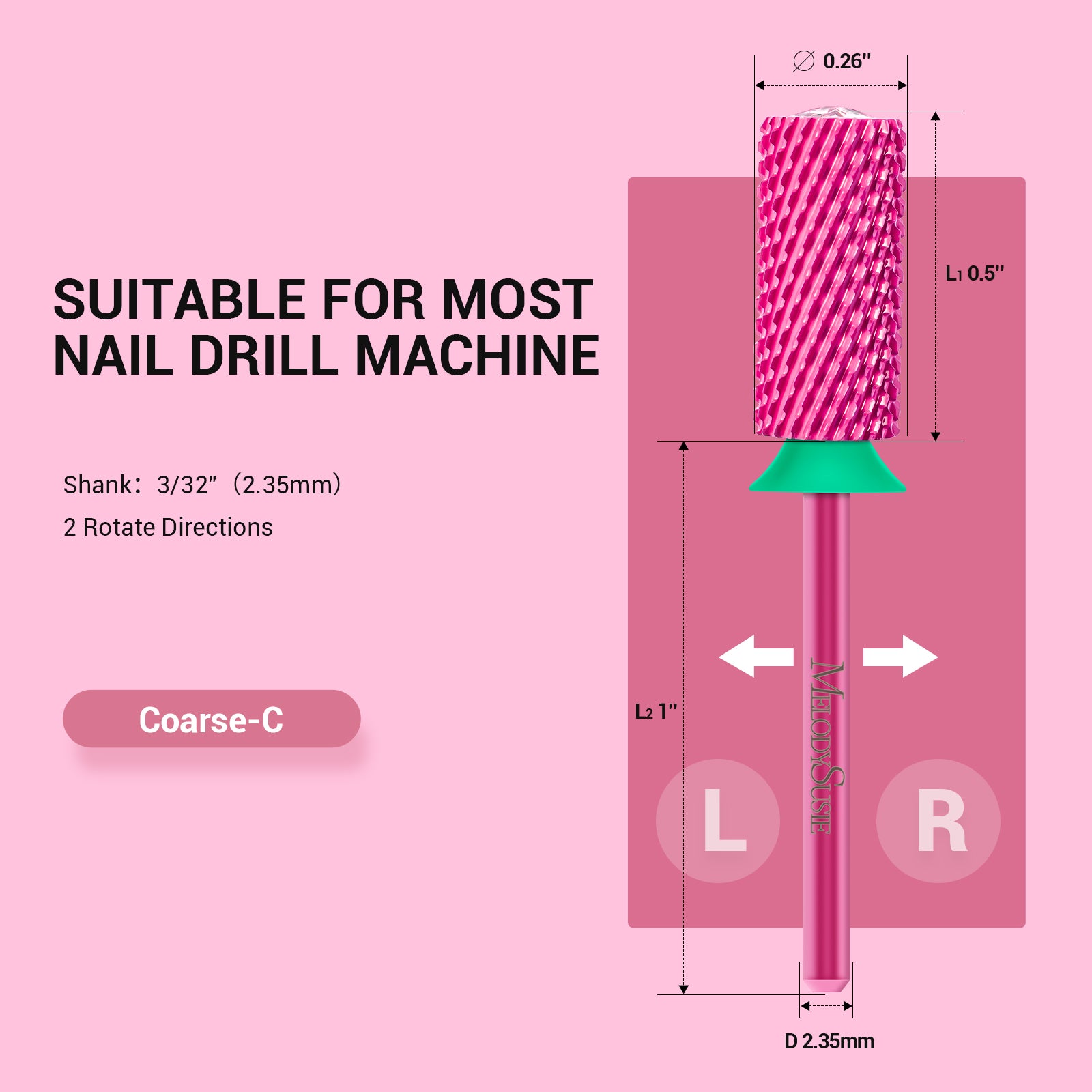 Crystal Top Pink Heart Shape Tungsten Carbide Nail Drill Bit - 图片9