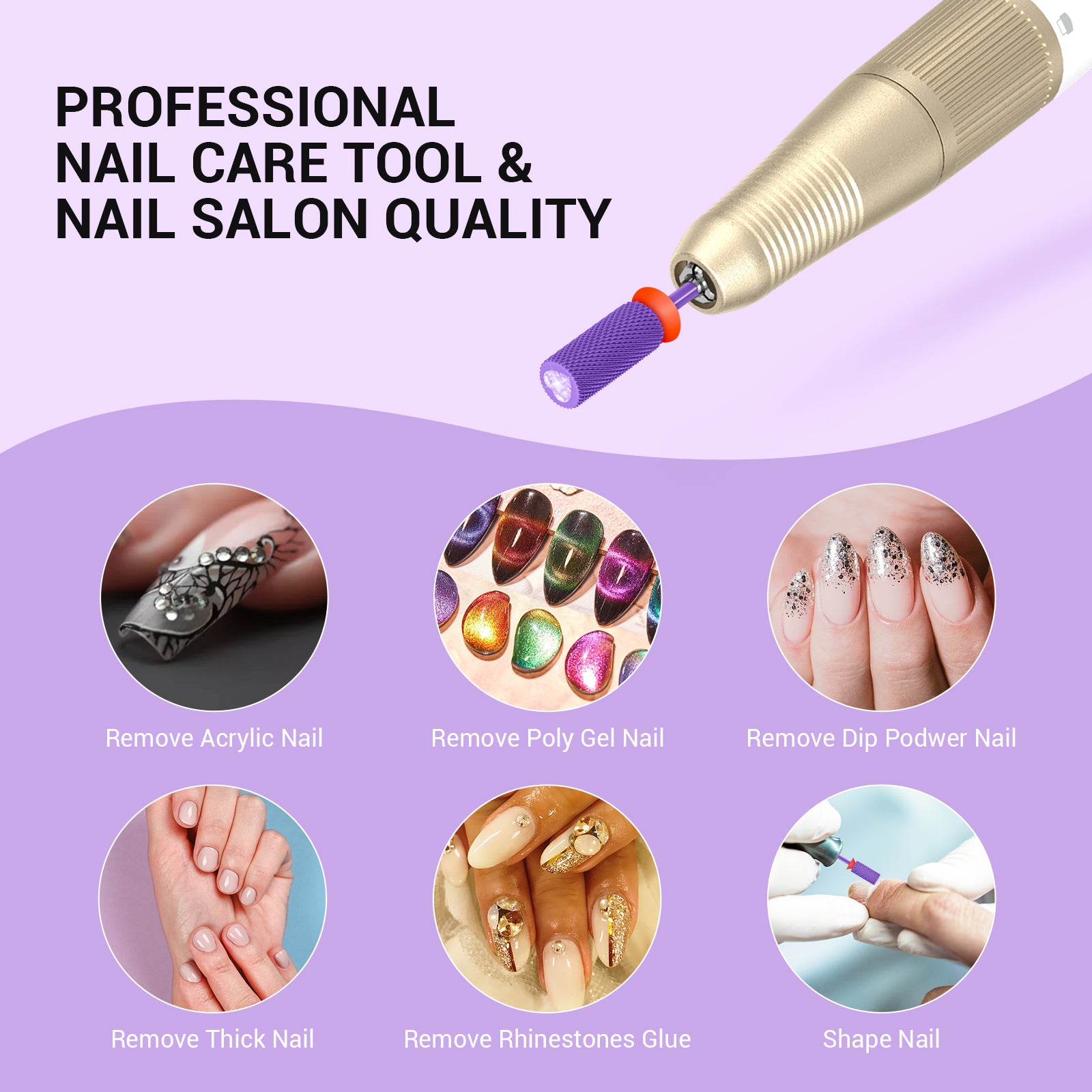 Crystal Top Pink Heart Shape Tungsten Carbide Nail Drill Bit - 图片13