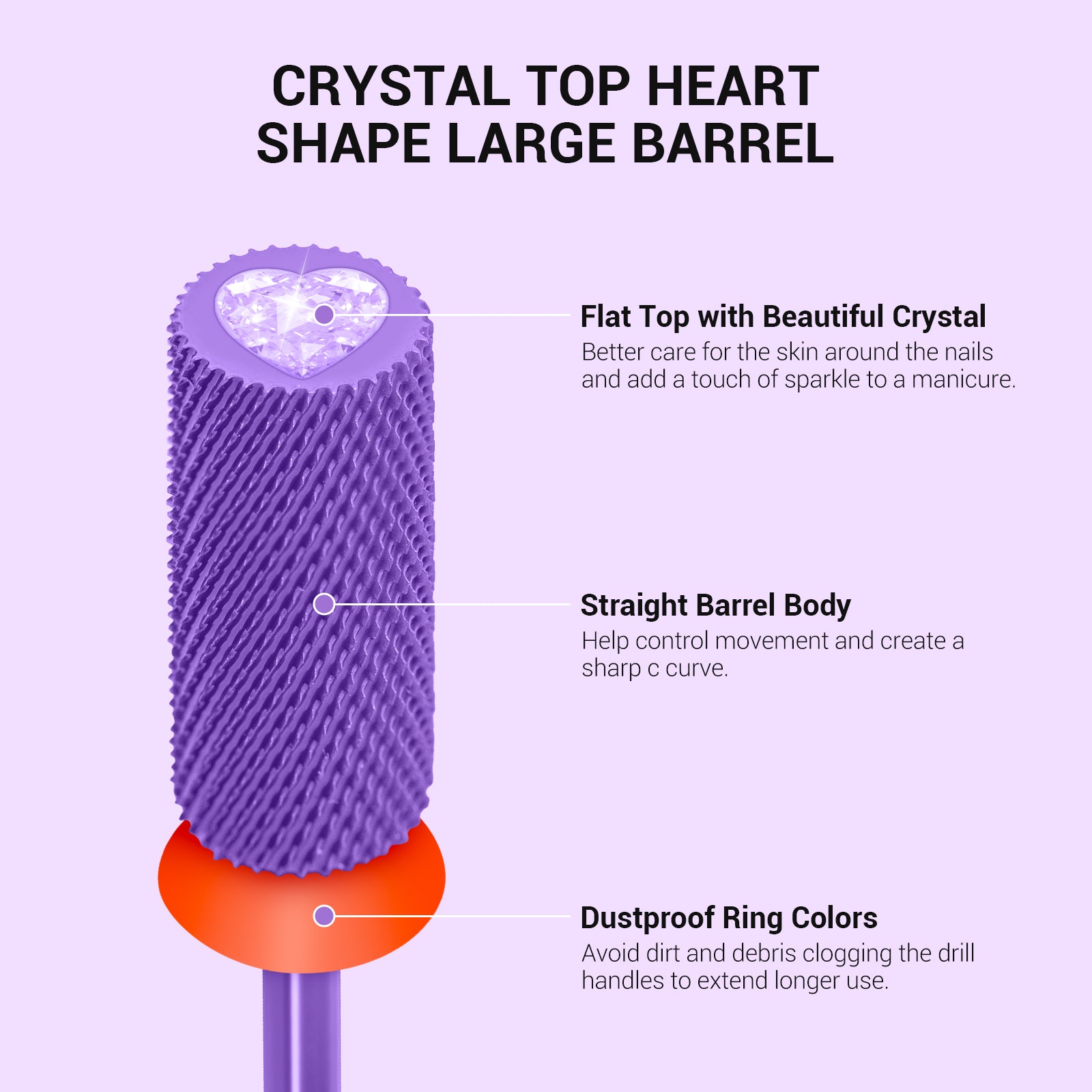 Crystal Top Pink Heart Shape Tungsten Carbide Nail Drill Bit - 图片8