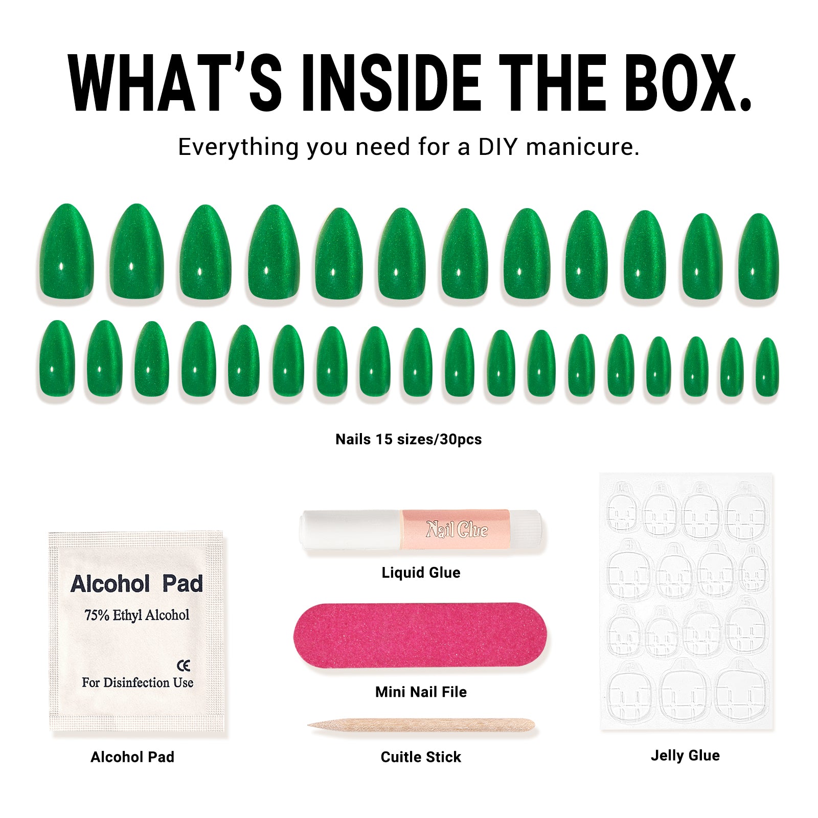 Crystal Green Cat Eye Press On Nails Kit - US ONLY - 图片5