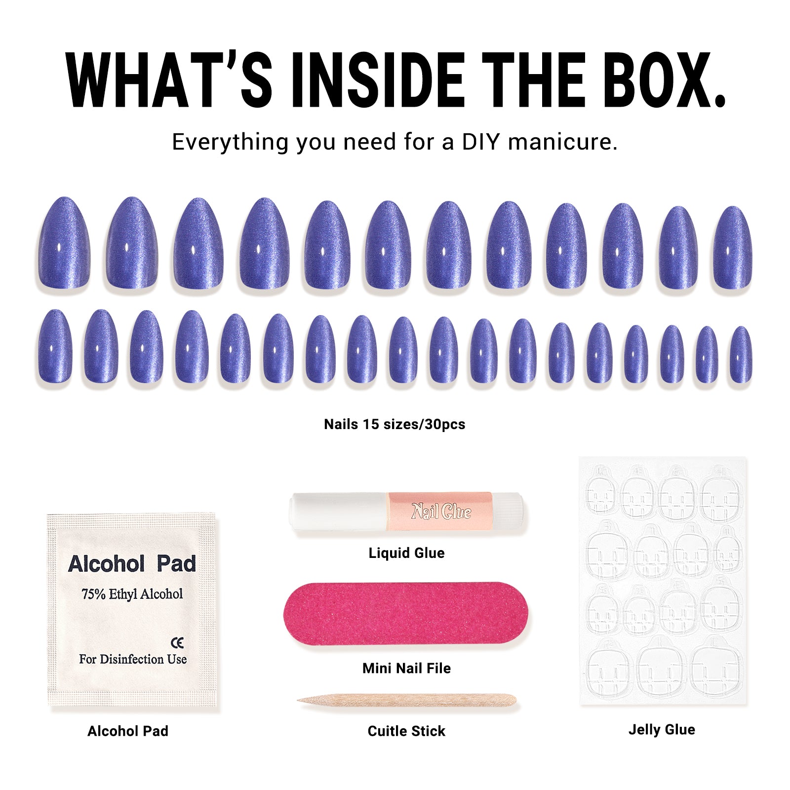 Crystal Purple Cat Eye Press On Nails Kit - US ONLY - 图片5