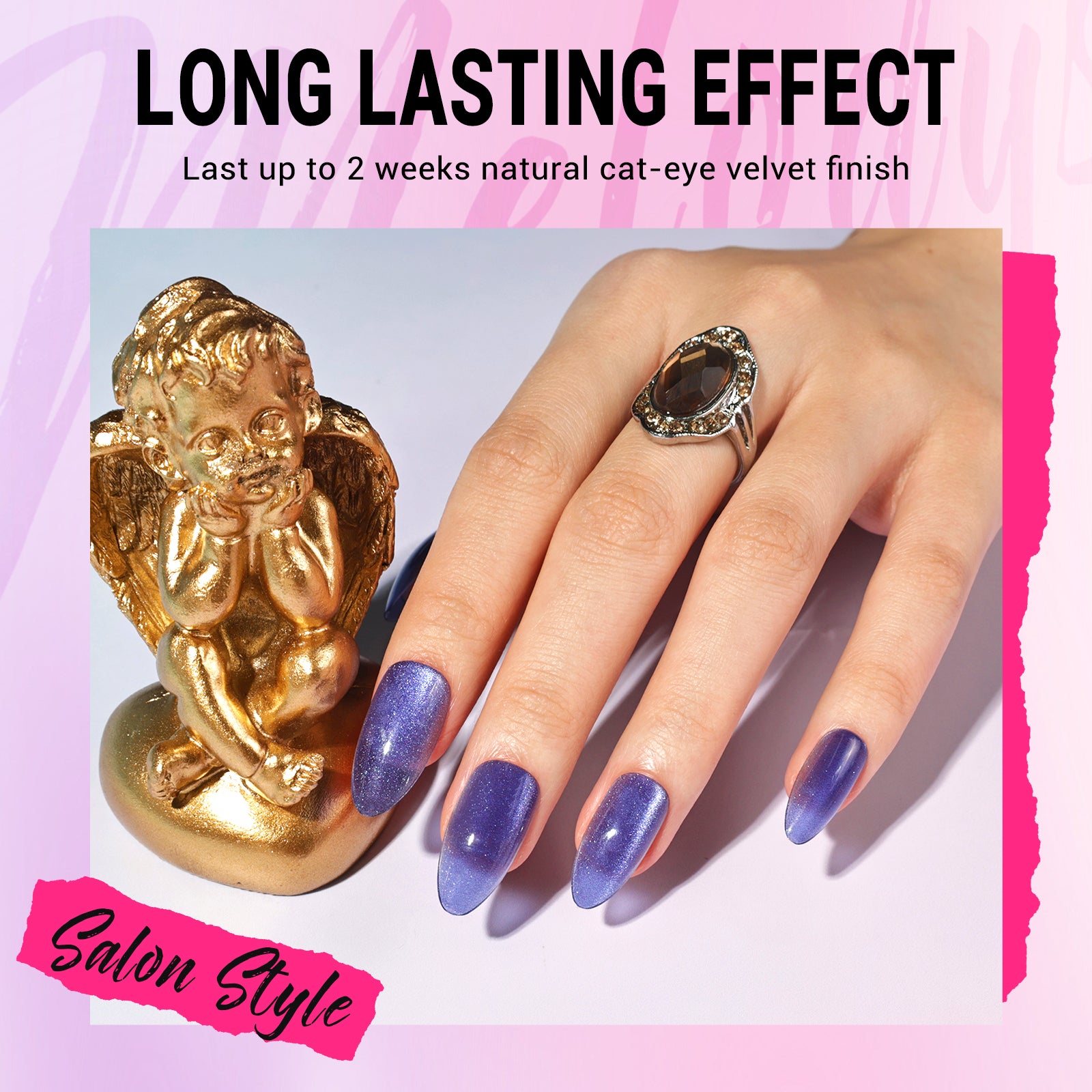 Crystal Purple Cat Eye Press On Nails Kit - US ONLY - 图片2