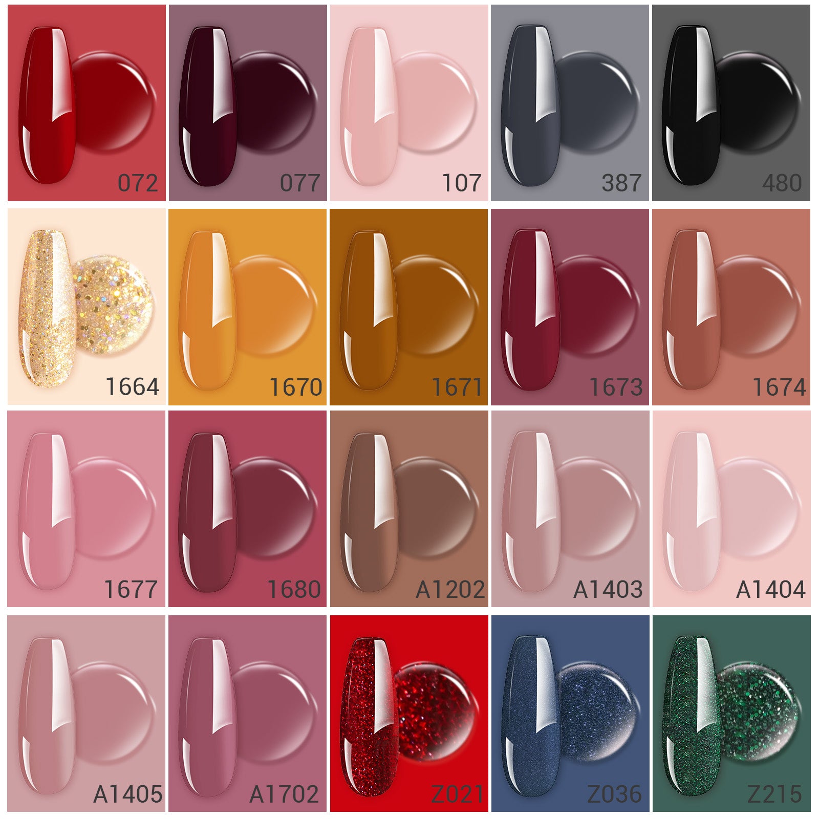 Fall & Winter 15ml Gel Nail Polish Set - 图片15