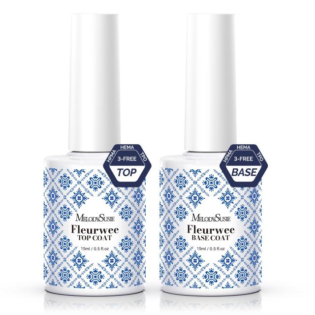 Fleurwee 15ml Top & Base Coat - HEMA-Free & HPMA-Free & TPO-Free Nail Gel Polish