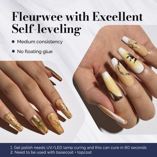 Fleurwee HEMA-Free & HPMA-Free & TPO-Free Gel Nail Polish Plant-based 0.5 fl oz/15ml - P34 Bamboo Yellow