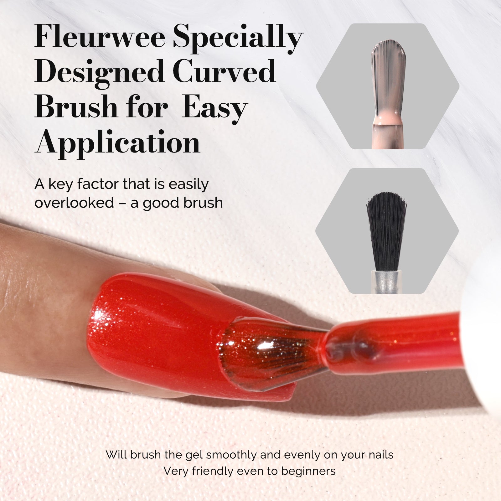 Fleurwee HEMA-Free & HPMA-Free & TPO-Free Gel Nail Polish Plant-based 0.5 fl oz/15ml - P38 Anthurium Red-Glitter - 图片5