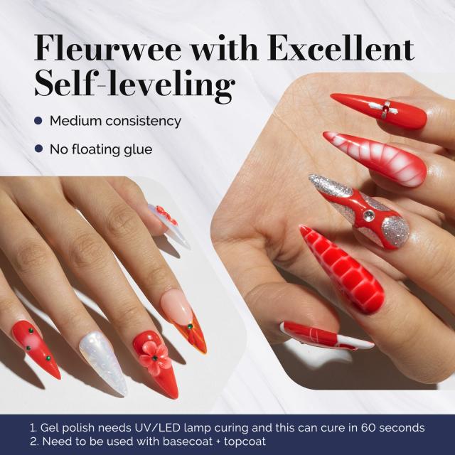 Fleurwee HEMA-Free & HPMA-Free & TPO-Free Gel Nail Polish Plant-based 0.5 fl oz/15ml - P39 Geranium Red