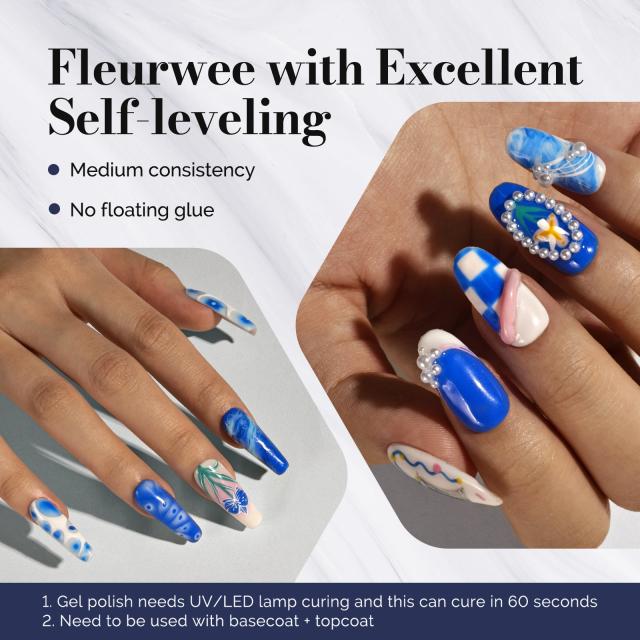 Fleurwee HEMA-Free & HPMA-Free & TPO-Free Gel Nail Polish Plant-based 0.5 fl oz/15ml - P40 Iris Royal Blue