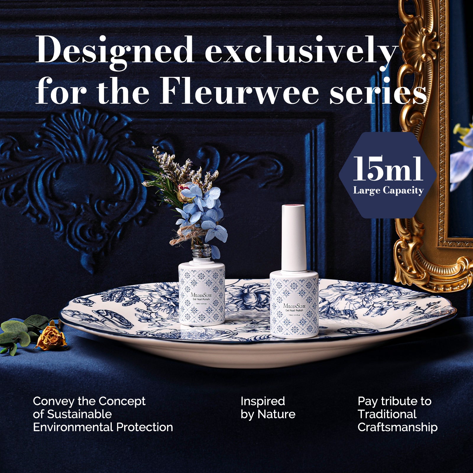 Fleurwee HEMA-Free & HPMA-Free & TPO-Free Gel Nail Polish Plant-based 0.5 fl oz/15ml - P40 Iris Royal Blue - 图片6