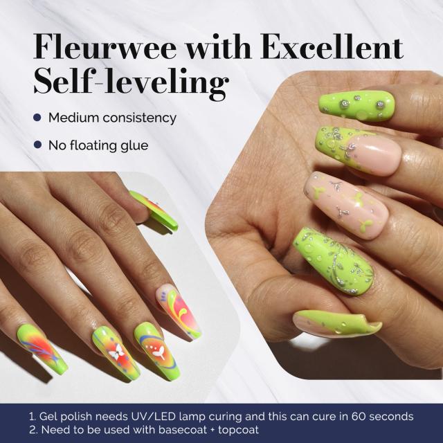 Fleurwee HEMA-Free & HPMA-Free & TPO-Free Gel Nail Polish Plant-based 0.5 fl oz/15ml - P42 Buds Green