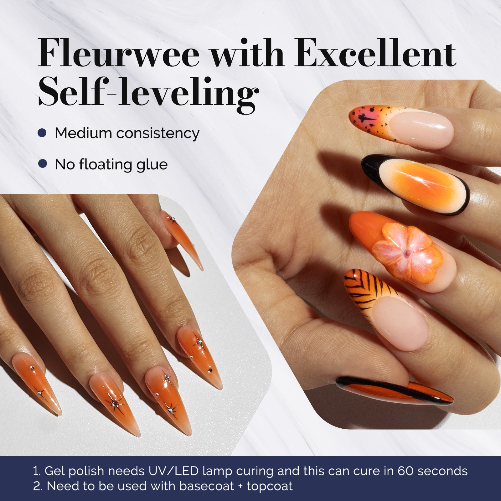 Fleurwee HEMA-Free & HPMA-Free & TPO-Free Gel Nail Polish Plant-based 0.5 fl oz/15ml - P43 Orange-Red Impatiens - 图片3