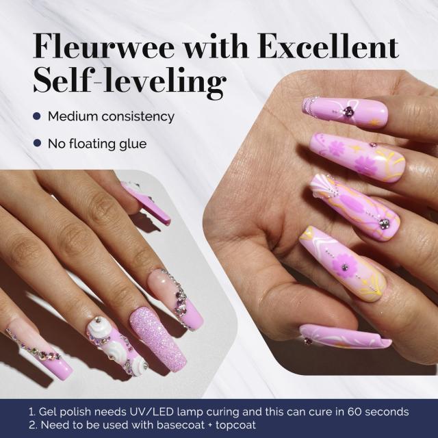 Fleurwee HEMA-Free & HPMA-Free & TPO-Free Gel Nail Polish Plant-based 0.5 fl oz/15ml - P44 Purple-Impatiens