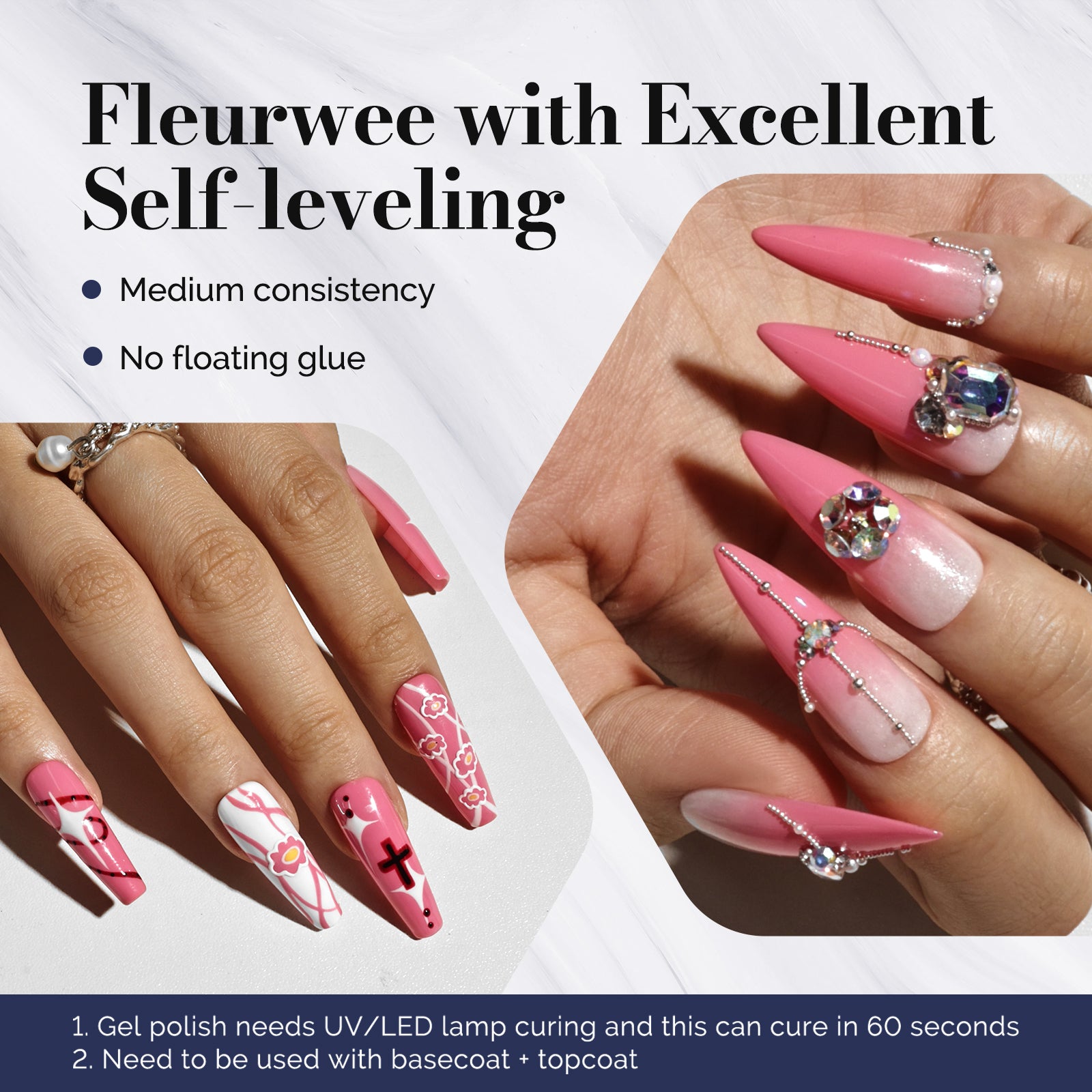 Fleurwee HEMA-Free & HPMA-Free & TPO-Free Gel Nail Polish Plant-based 0.5 fl oz/15ml - P45 Powder-Purslane - 图片3