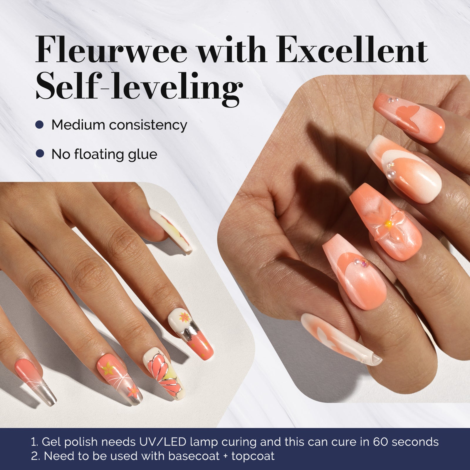 Fleurwee HEMA-Free & HPMA-Free & TPO-Free Gel Nail Polish Plant-based 0.5 fl oz/15ml - P46 Orange-Milkweed - 图片3