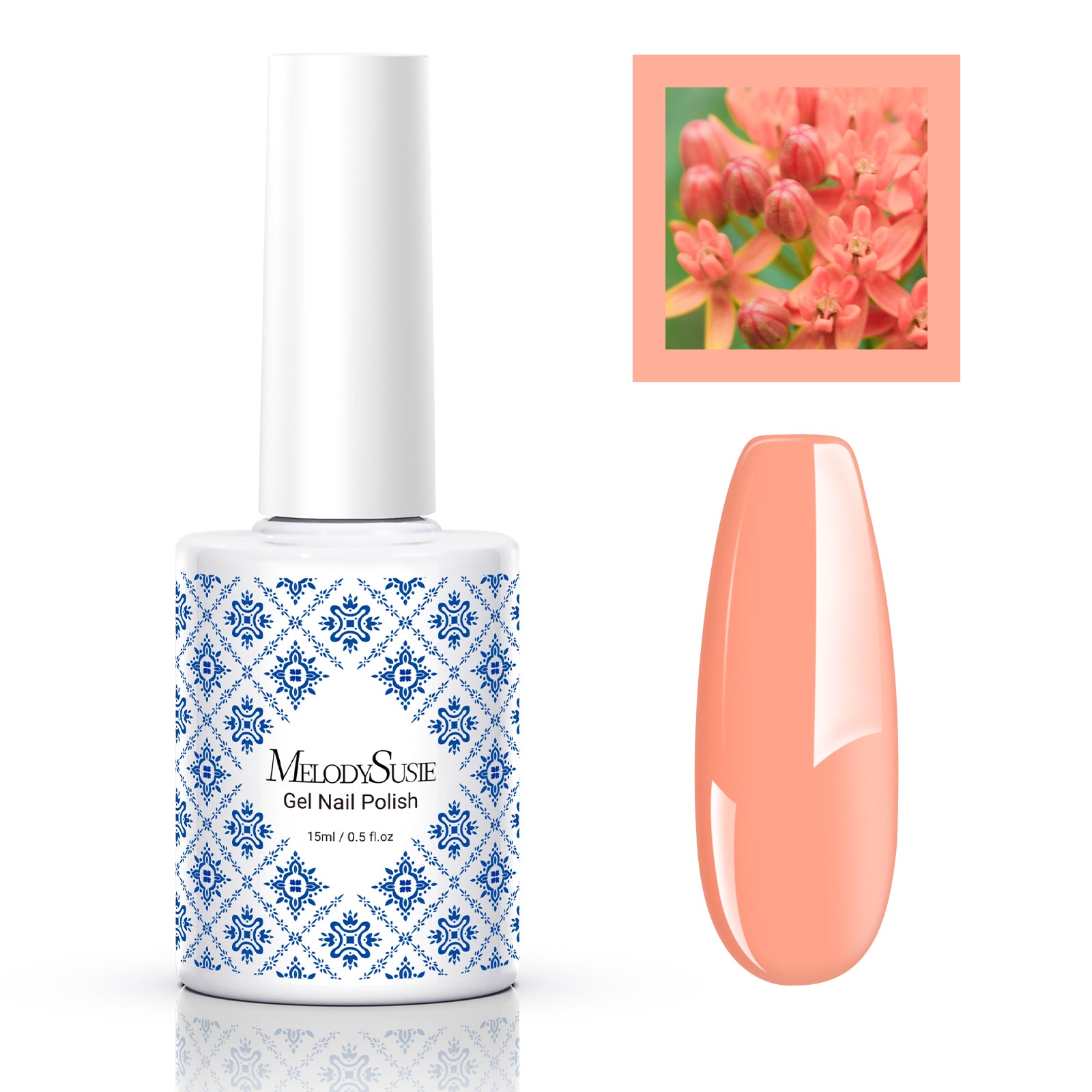 Fleurwee HEMA-Free & HPMA-Free & TPO-Free Gel Nail Polish Plant-based 0.5 fl oz/15ml - P46 Orange-Milkweed