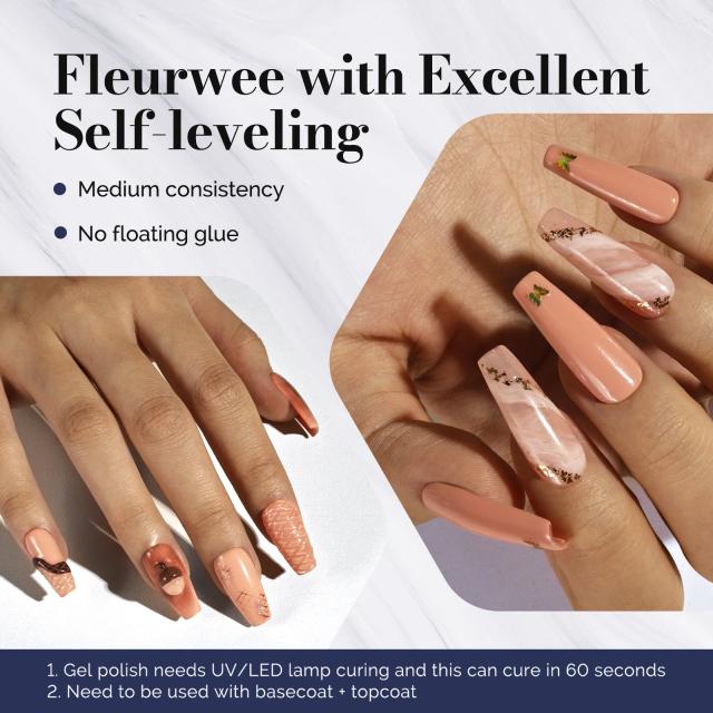 Fleurwee HEMA-Free & HPMA-Free & TPO-Free Gel Nail Polish Plant-based 0.5 fl oz/15ml - P47 Pinecone Brown