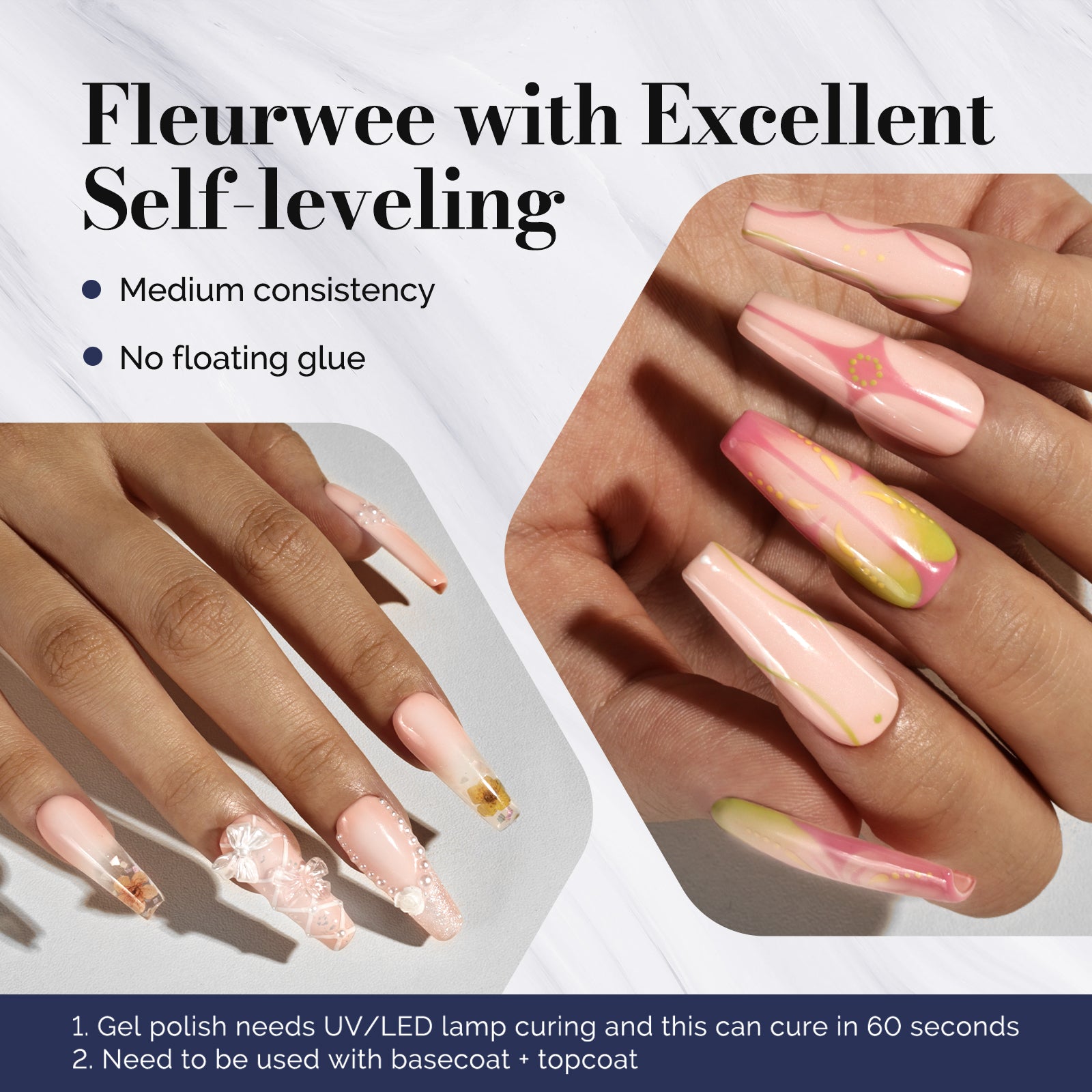 Fleurwee HEMA-Free & HPMA-Free & TPO-Free Gel Nail Polish Plant-based 0.5 fl oz/15ml - P48 Dawn Peony Nude-Glitter - 图片3