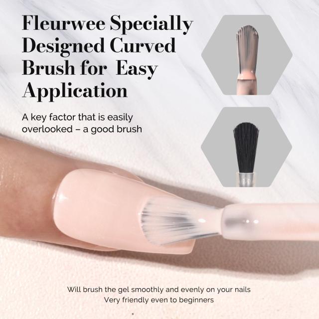 Fleurwee HEMA-Free & HPMA-Free & TPO-Free Gel Nail Polish Plant-based 0.5 fl oz/15ml - P48 Dawn Peony Nude-Glitter