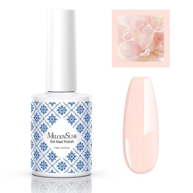 Fleurwee HEMA-Free & HPMA-Free & TPO-Free Gel Nail Polish Plant-based 0.5 fl oz/15ml - P48 Dawn Peony Nude-Glitter