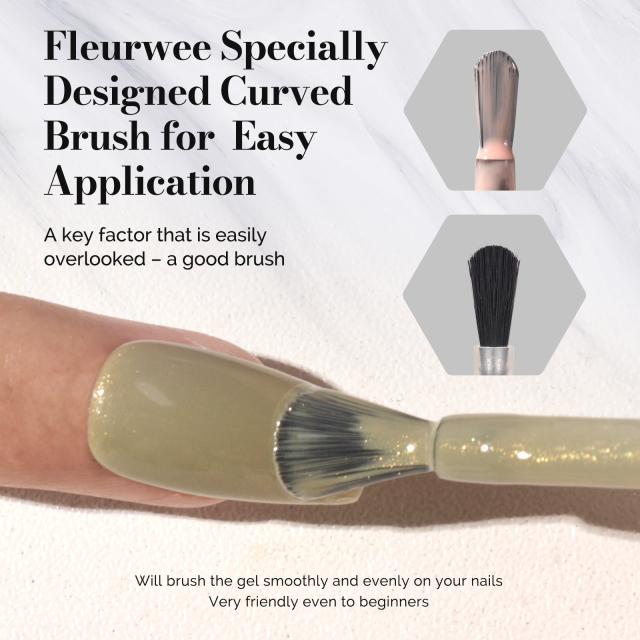 Fleurwee HEMA-Free & HPMA-Free & TPO-Free Gel Nail Polish Plant-based 0.5 fl oz/15ml - P49 Misty Moss Green-Glitter