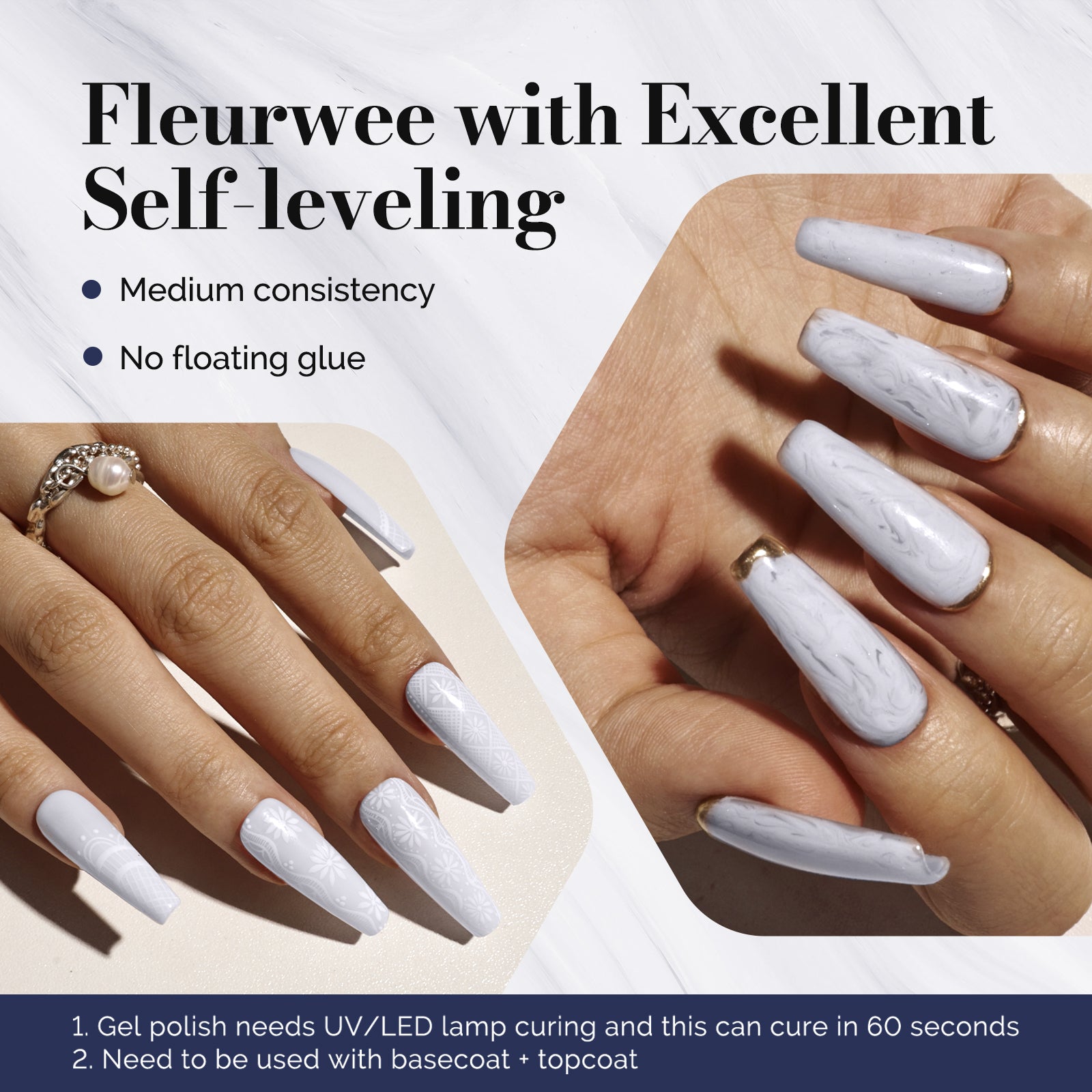 Fleurwee HEMA-Free & HPMA-Free & TPO-Free Gel Nail Polish Plant-based 0.5 fl oz/15ml - P50 Daisy-White - 图片3