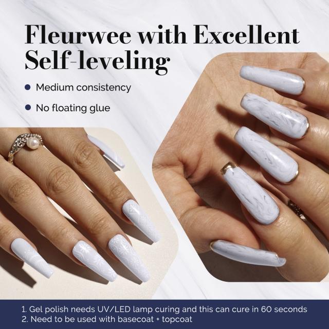 Fleurwee HEMA-Free & HPMA-Free & TPO-Free Gel Nail Polish Plant-based 0.5 fl oz/15ml - P50 Daisy-White