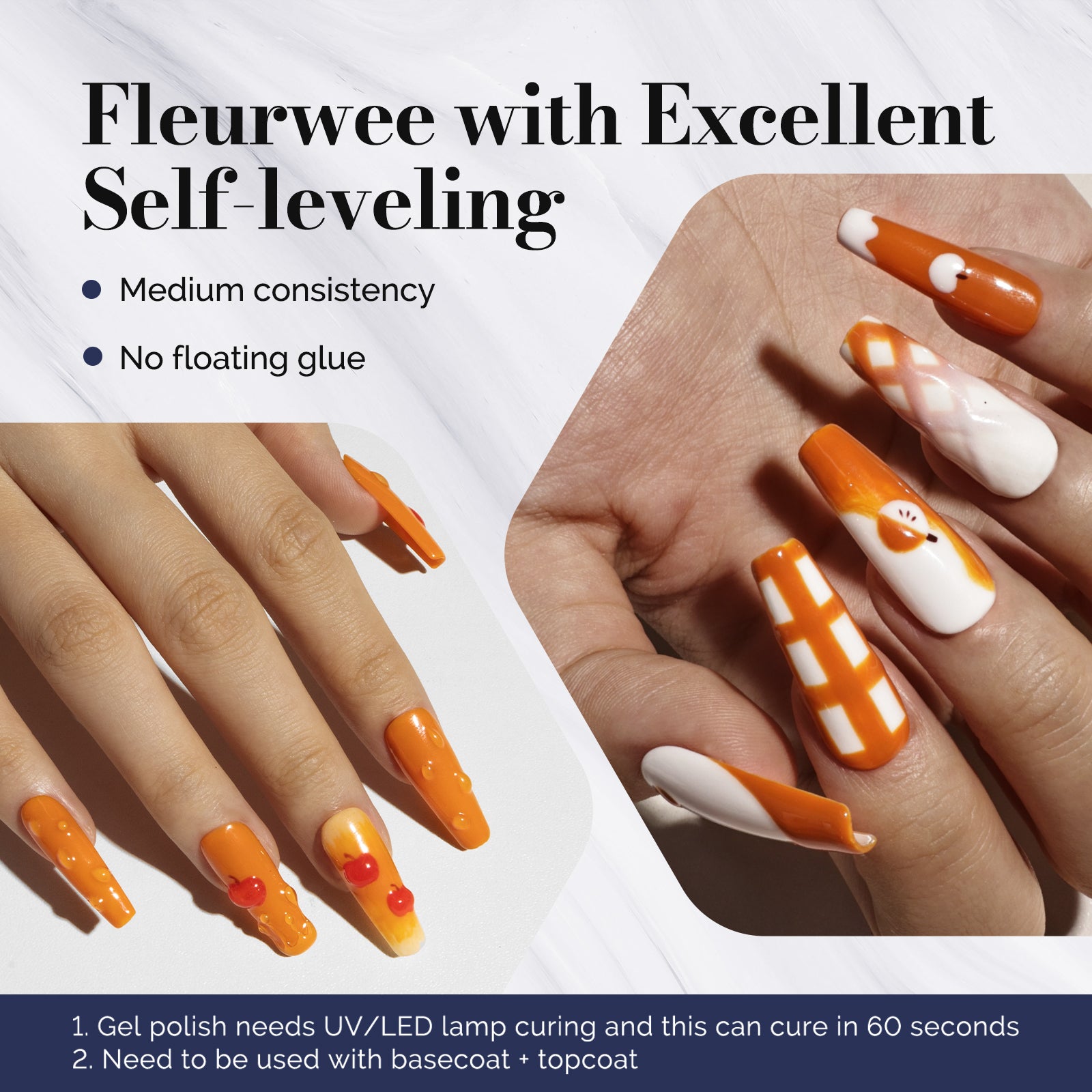 Fleurwee HEMA-Free & HPMA-Free & TPO-Free Gel Nail Polish Plant-based 0.5 fl oz/15ml - P51 Cider Rusty-Orange - 图片3