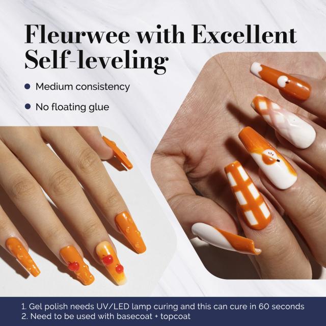 Fleurwee HEMA-Free & HPMA-Free & TPO-Free Gel Nail Polish Plant-based 0.5 fl oz/15ml - P51 Cider Rusty-Orange