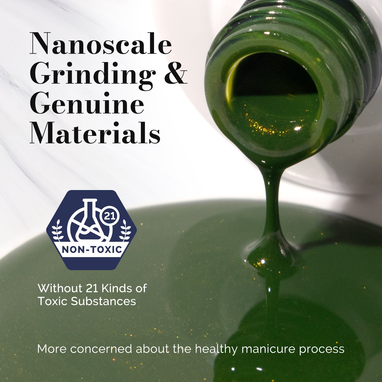 Fleurwee HEMA-Free & HPMA-Free & TPO-Free Gel Nail Polish Plant-based 0.5 fl oz/15ml - P52 Monstera Green - Glitter - 图片4