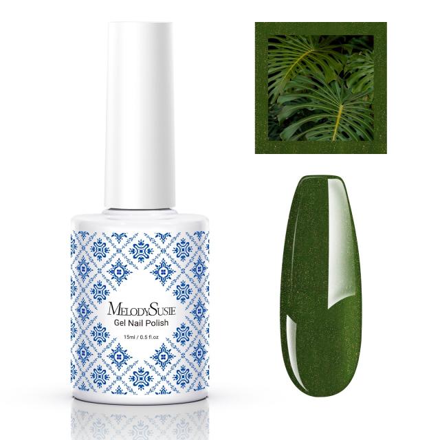 Fleurwee HEMA-Free & HPMA-Free & TPO-Free Gel Nail Polish Plant-based 0.5 fl oz/15ml - P52 Monstera Green - Glitter