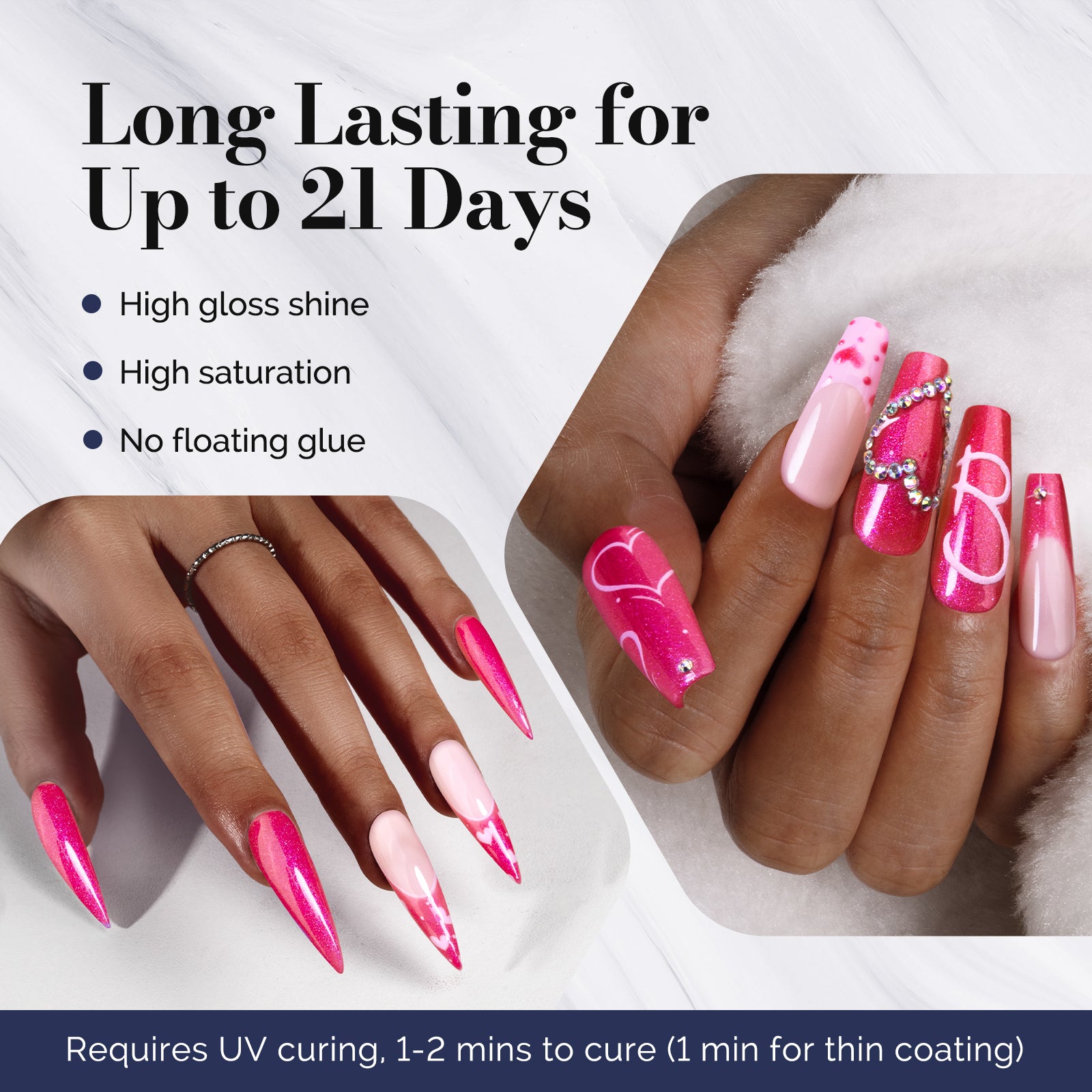 Fleurwee HEMA-Free & HPMA-Free & TPO-Free Gel Nail Polish Plant-based 0.5 fl oz/15ml - P55 Guava Glitter - 图片3