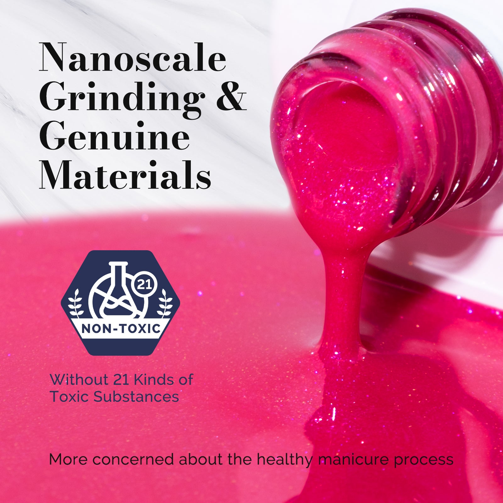 Fleurwee HEMA-Free & HPMA-Free & TPO-Free Gel Nail Polish Plant-based 0.5 fl oz/15ml - P55 Guava Glitter - 图片4