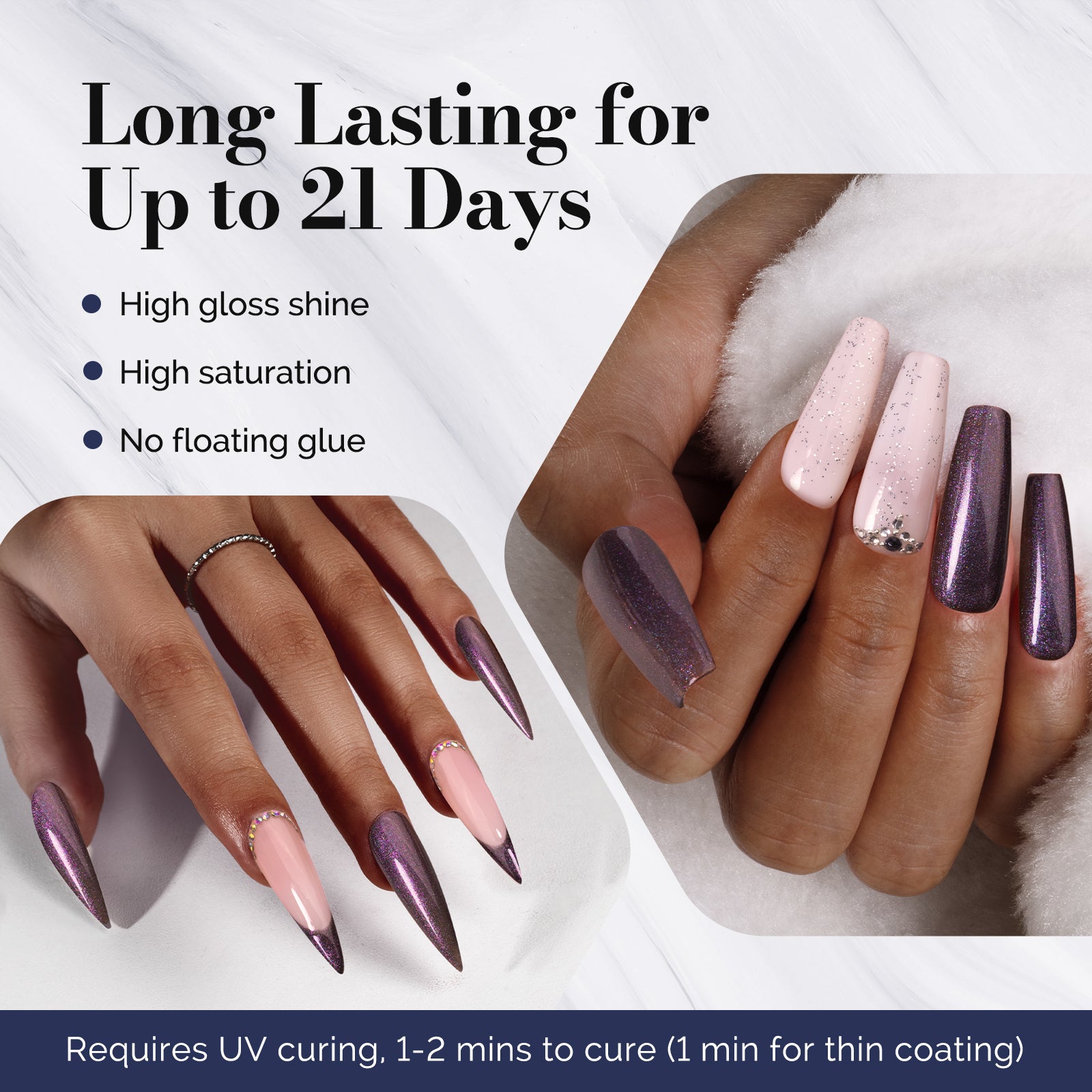 Fleurwee HEMA-Free & HPMA-Free & TPO-Free Gel Nail Polish Plant-based 0.5 fl oz/15ml - P60 Starry Sky Begonia Black - 图片3