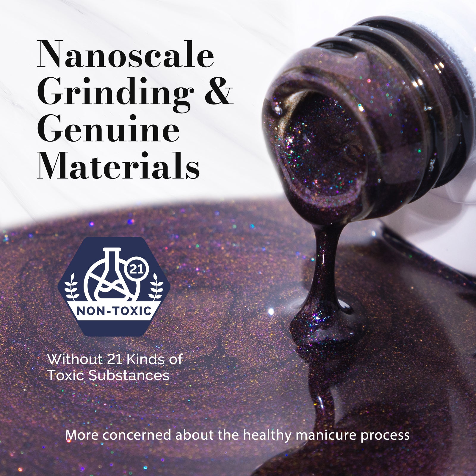 Fleurwee HEMA-Free & HPMA-Free & TPO-Free Gel Nail Polish Plant-based 0.5 fl oz/15ml - P60 Starry Sky Begonia Black - 图片4