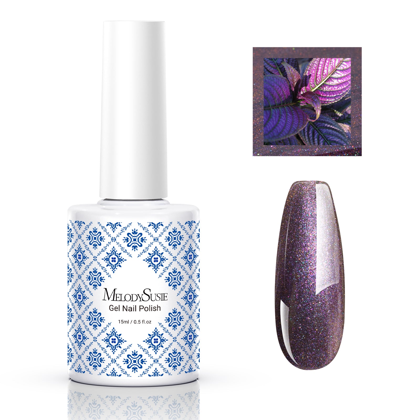 Fleurwee HEMA-Free & HPMA-Free & TPO-Free Gel Nail Polish Plant-based 0.5 fl oz/15ml - P60 Starry Sky Begonia Black