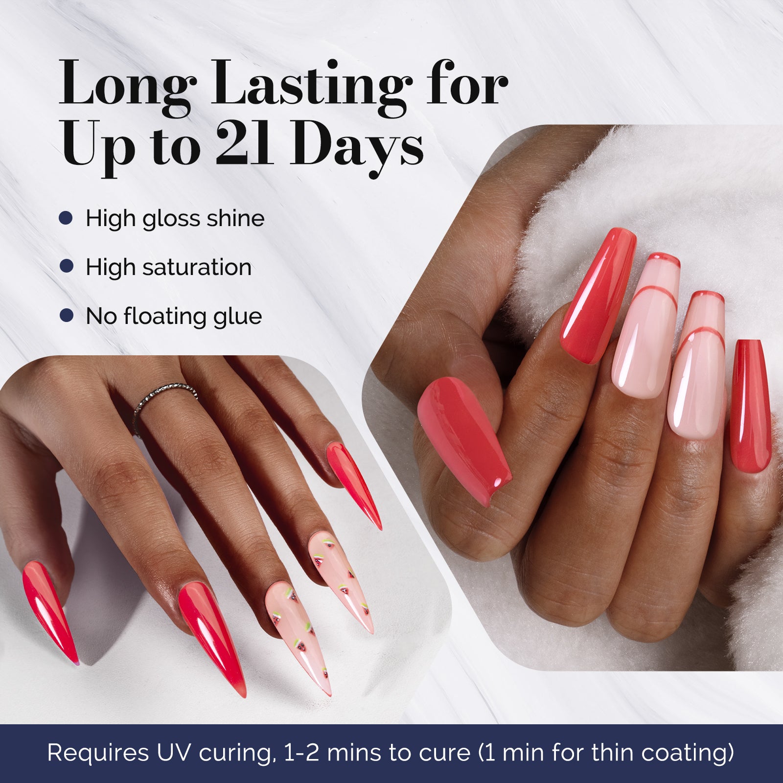 Fleurwee HEMA-Free & HPMA-Free & TPO-Free Gel Nail Polish Plant-based 0.5 fl oz/15ml - P62 Watermelon Red - 图片3