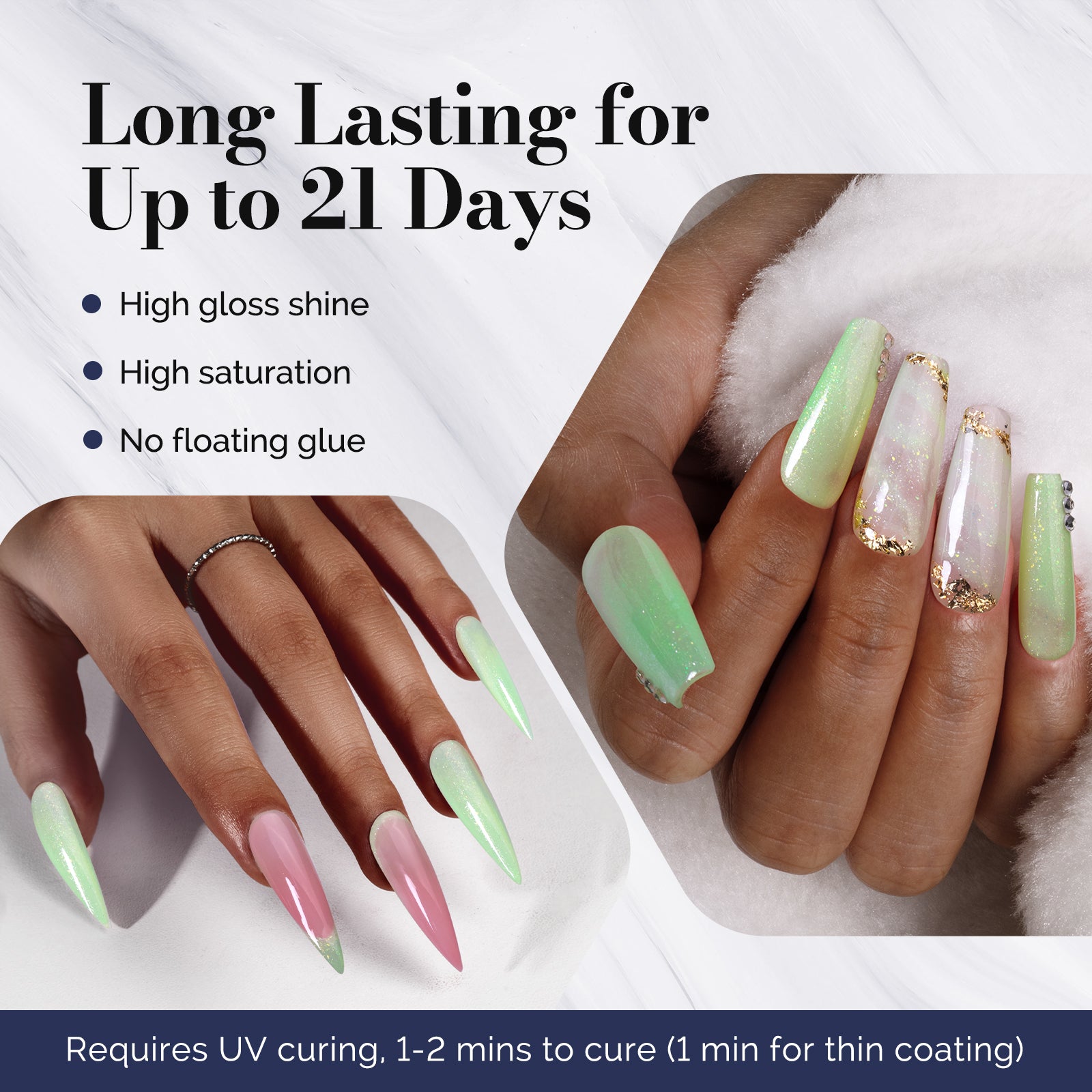 Fleurwee HEMA-Free & HPMA-Free & TPO-Free Gel Nail Polish Plant-based 0.5 fl oz/15ml - P64 Lime Green Glitter - 图片3