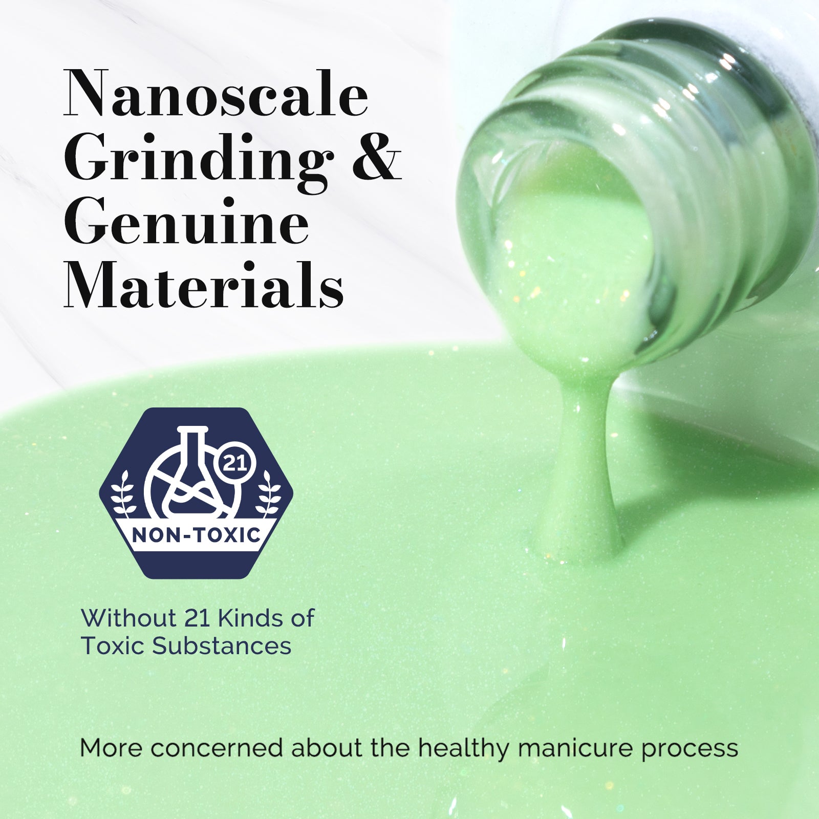 Fleurwee HEMA-Free & HPMA-Free & TPO-Free Gel Nail Polish Plant-based 0.5 fl oz/15ml - P64 Lime Green Glitter - 图片4