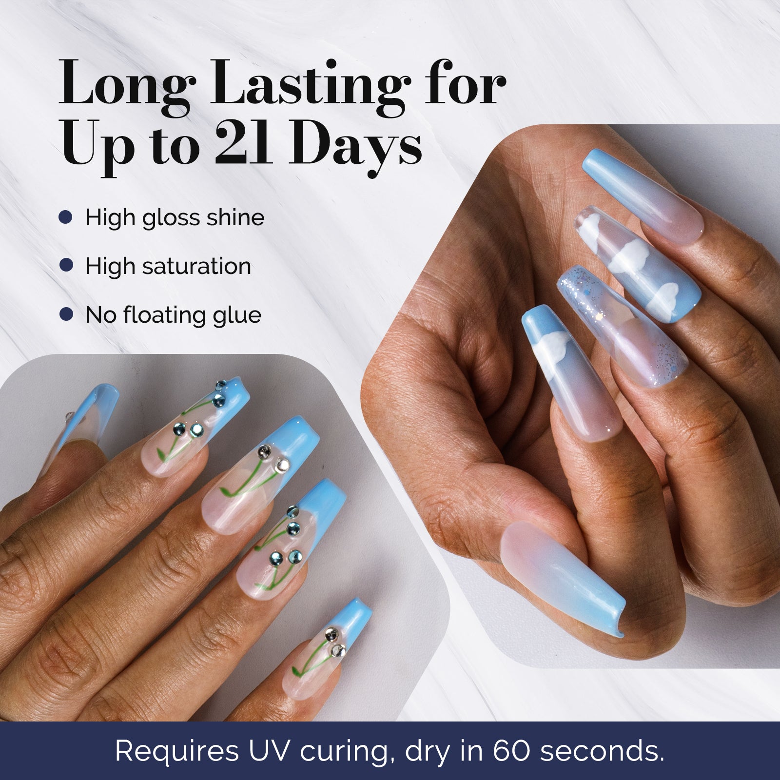 Fleurwee HEMA-Free & HPMA-Free & TPO-Free Gel Nail Polish Plant-based 0.5 fl oz/15ml - P15 Blue Poppy - 图片3