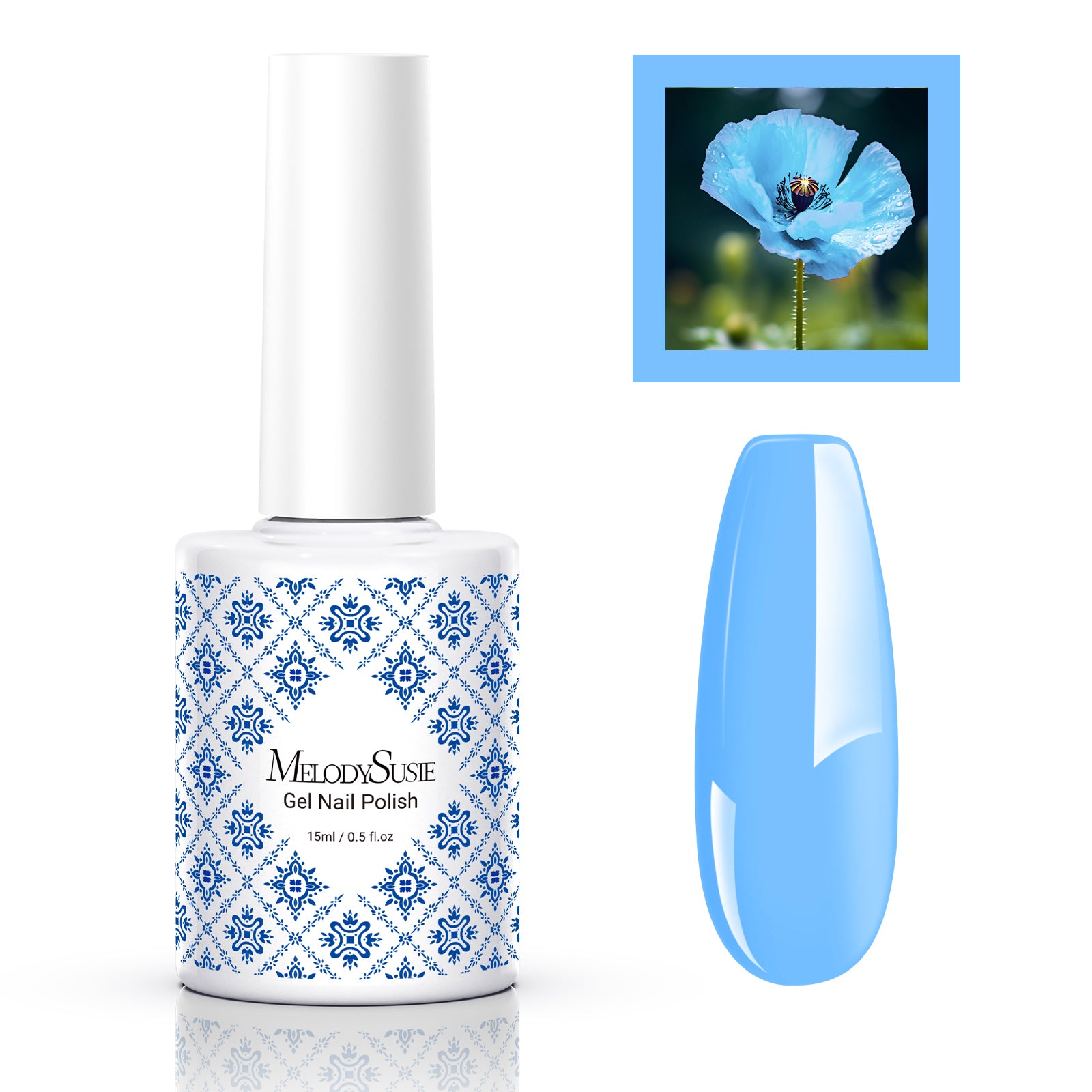 Fleurwee HEMA-Free & HPMA-Free & TPO-Free Gel Nail Polish Plant-based 0.5 fl oz/15ml - P15 Blue Poppy