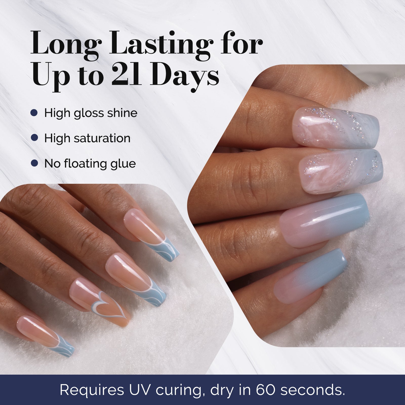 Fleurwee HEMA-Free & HPMA-Free & TPO-Free Gel Nail Polish Plant-based 0.5 fl oz/15ml - P32 Hydrangea Blue - 图片3