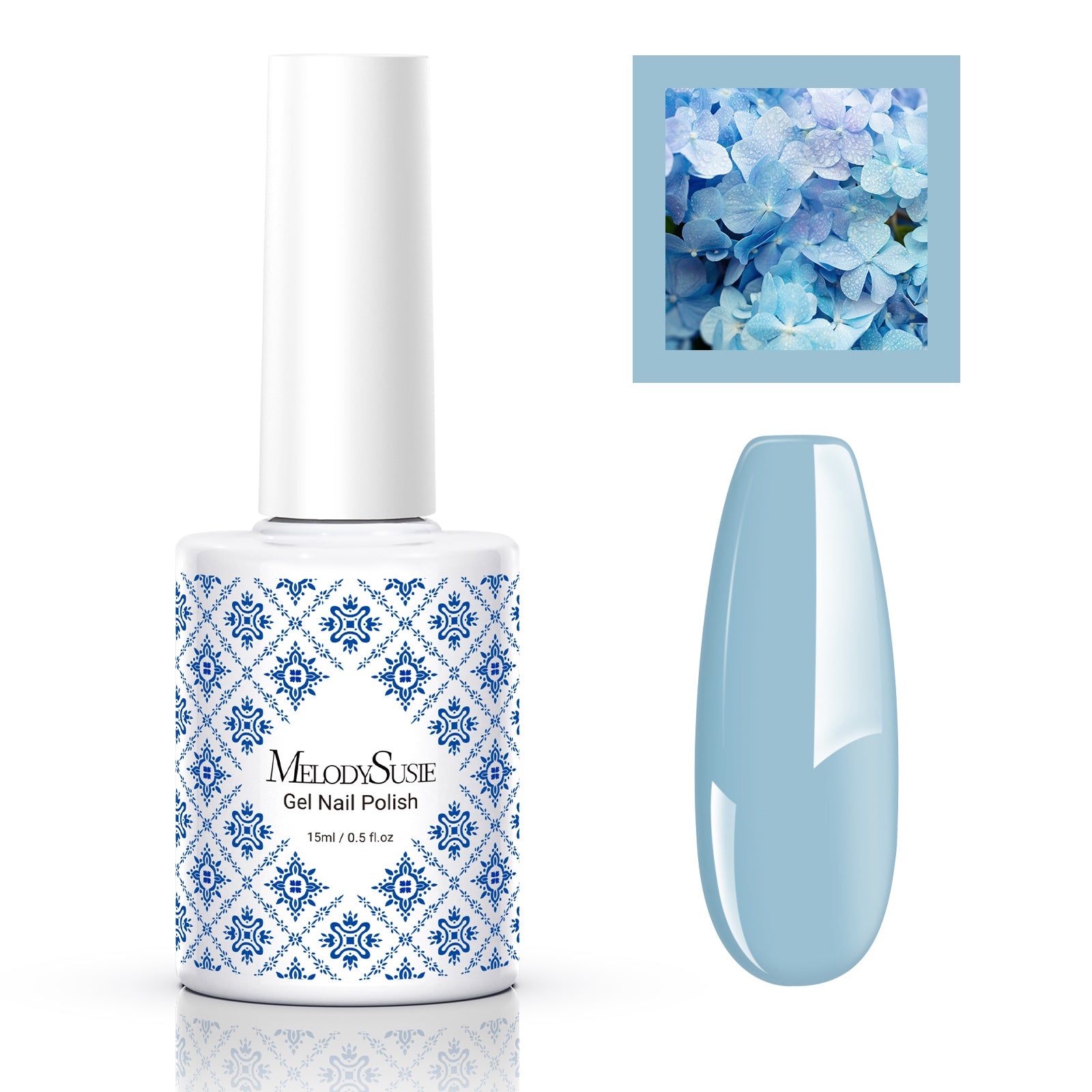 Fleurwee HEMA-Free & HPMA-Free & TPO-Free Gel Nail Polish Plant-based 0.5 fl oz/15ml - P32 Hydrangea Blue