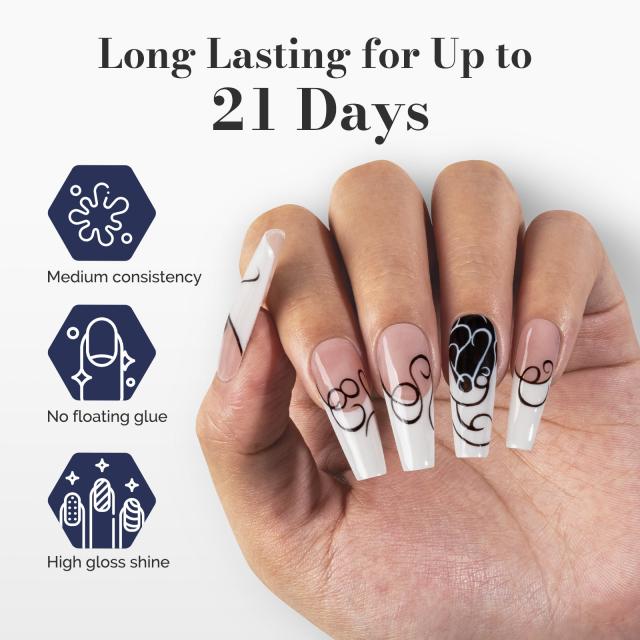 Fleurwee HEMA-Free & HPMA-Free & TPO-Free Gel Polish 2Pcs Black & White - P03+P04