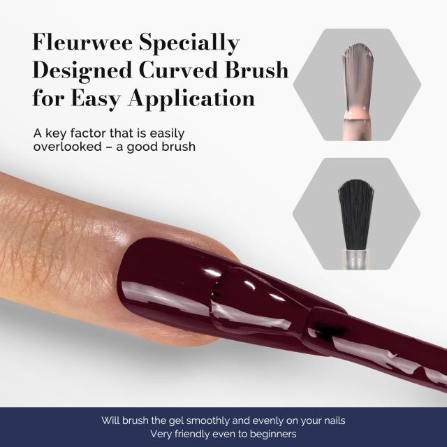 Fleurwee HEMA-Free & HPMA-Free & TPO-Free Gel Polish 2Pcs Bordeaux Red Brown&Pale Pink-P02+P12