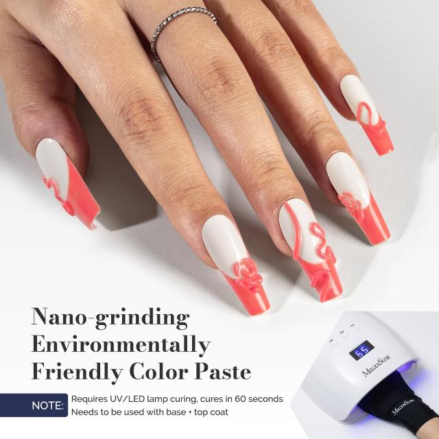Fleurwee HEMA-Free & HPMA-Free & TPO-Free Gel Polish 2Pcs Coral Orange&Milky White-P04+P25