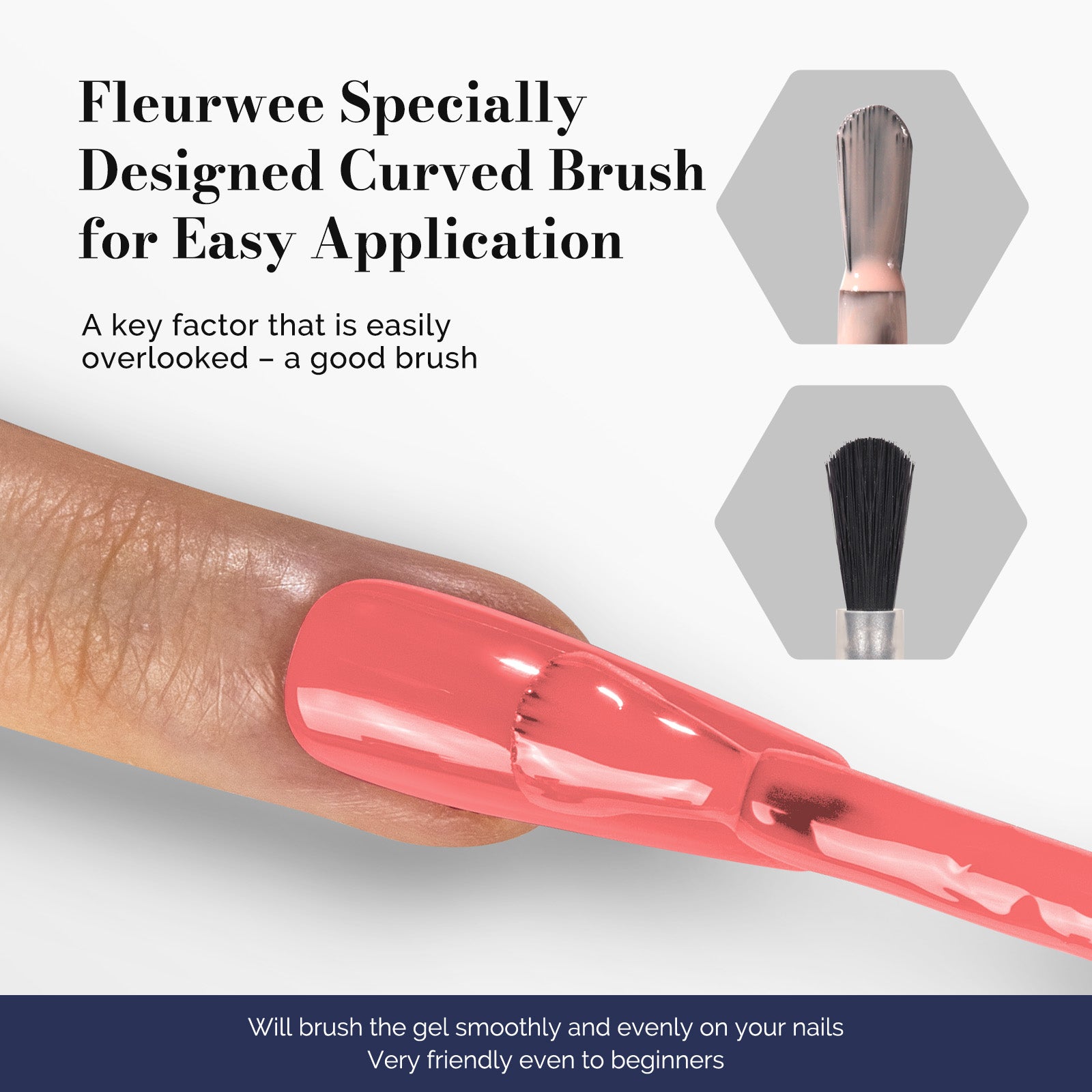 Fleurwee HEMA-Free & HPMA-Free & TPO-Free Gel Polish 2Pcs Coral Orange&Milky White-P04+P25 - 图片5