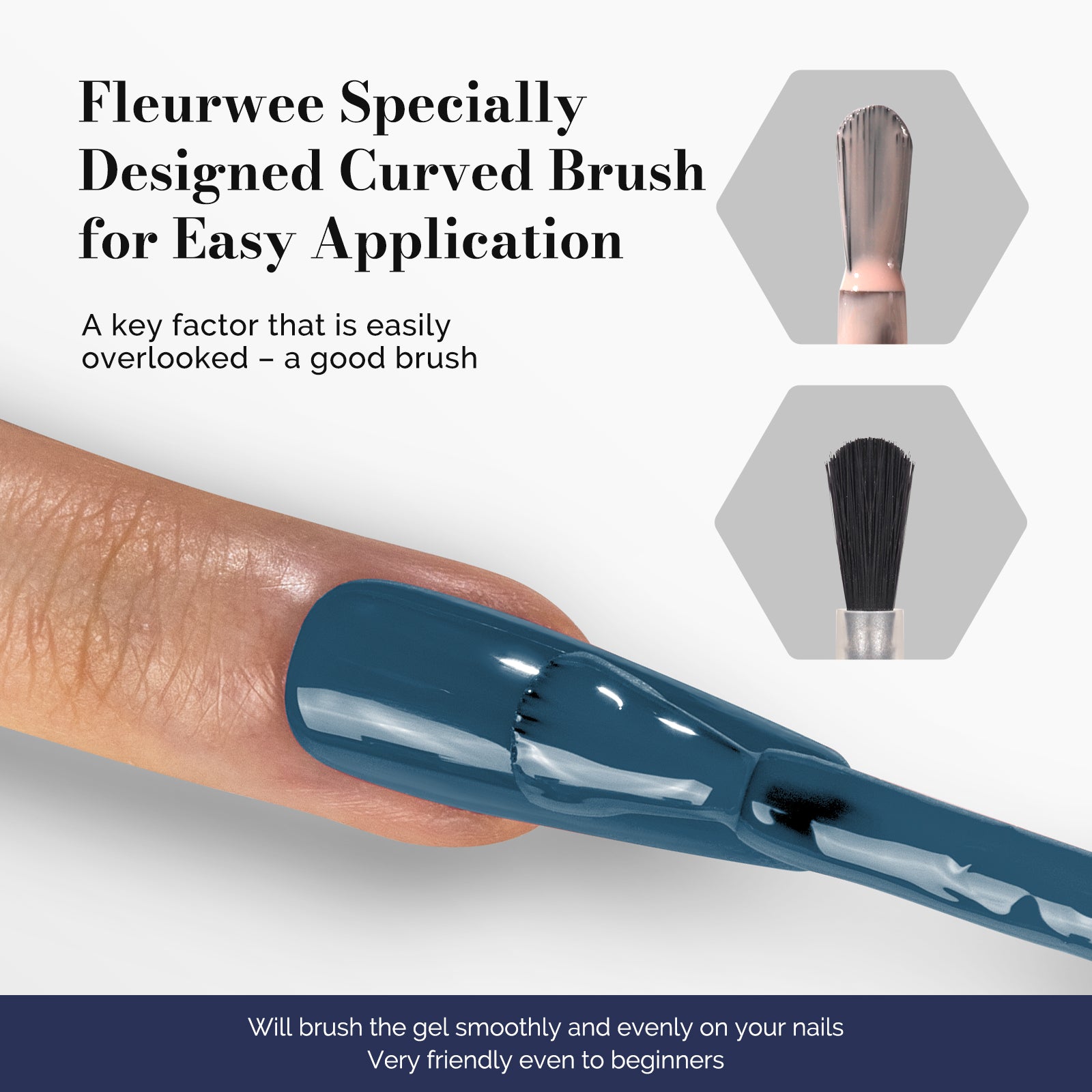 Fleurwee HEMA-Free & HPMA-Free & TPO-Free Gel Polish 2Pcs Gray Blue&Dark Indigo Blue-P16+P32 - 图片5