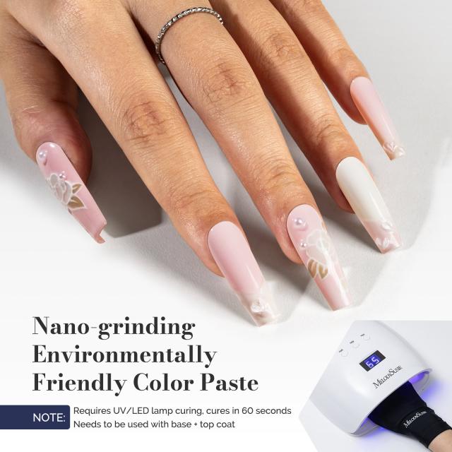 Fleurwee HEMA-Free & HPMA-Free & TPO-Free Gel Polish 2Pcs Light Pink&White-P04+P13